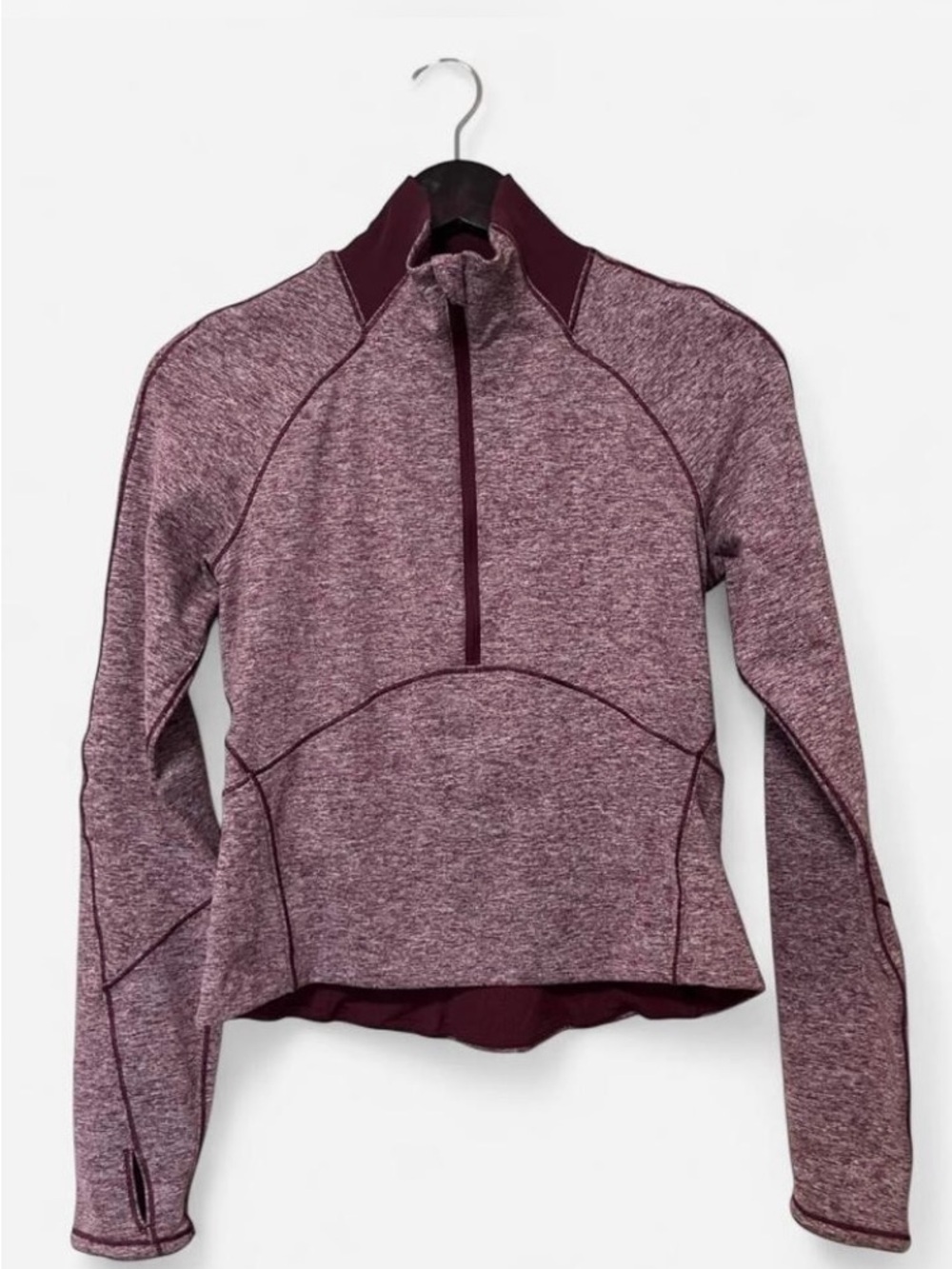 Lululemon Women's Half-Zip Performance Activewear Top - Burgundy Heather Size 6